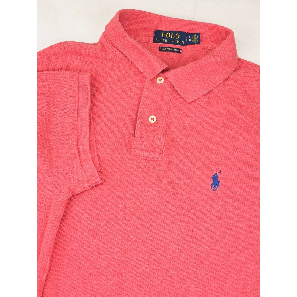 Polo‎ Ralph Lauren Polo Shirt Mens LG Red Custom Slim Fit Short Sleeve Cotton